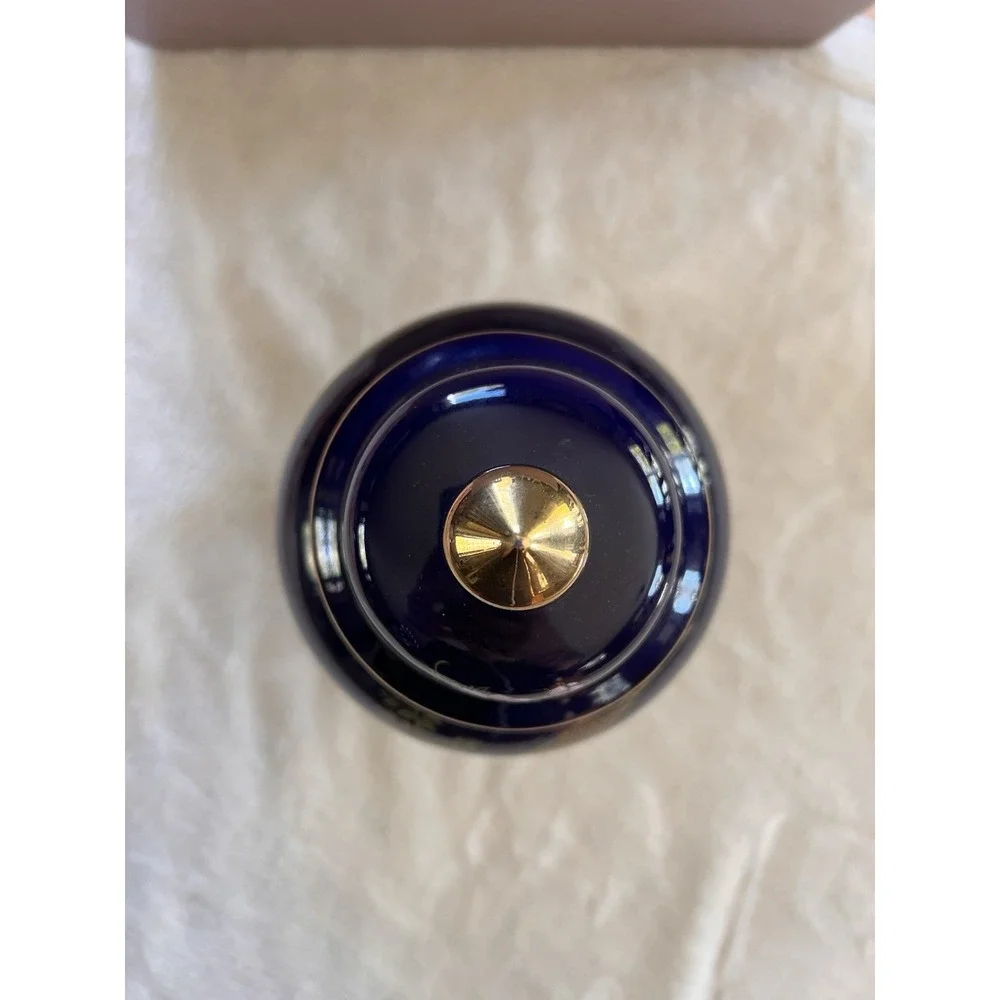 Vintage‎ Cobalt Blue Urn Bird and Floral Pattern Gold Japan